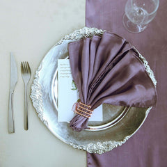 5 Pack Satin 20"x20" Napkins Violet Amethyst - Luxurious Shine & Smooth Dinner Napkins