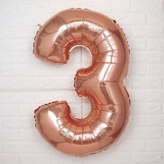 40" Metallic Rose Gold Mylar Foil Helium Air Number Balloon - 3