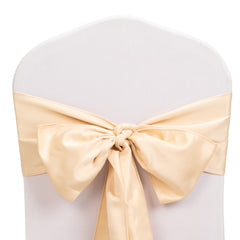 5 Pack Lamour Satin 6"x106" Chair Sashes Beige - Stylish Reusable Decorative Bows