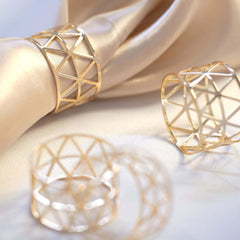 5 Pack Metallic Gold Geometric Napkin Rings, Paper Napkin Holders