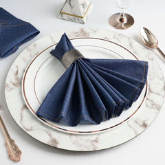 5 Pack Polyester 17"x17" Napkins Dark Denim Blue in Faux Denim Style Dinner Napkins for Casual Gatherings & Themed Events