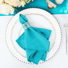 5 Pack Polyester 17"x17" Napkins Turquoise - Durable & Wrinkle Resistant Dinner Napkins