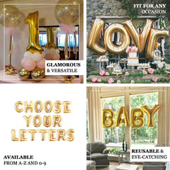 40" Shiny Metallic Gold Mylar Foil Helium Air 0-9 Number Balloons