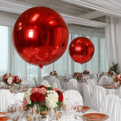 4-Pack 32" Metallic Red Sphere Balloons, Orbz Mylar Balloons Helium or Air-Filled Party Supplies