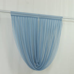 4ft x 4ft Sheer Chiffon Backdrop Valance Drapes – Dusty Blue Curved Swag Topper Panel