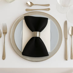 5 Pack Black Scuba Napkins – 17"x17", Wrinkle-Free & Stain Resistant Cloth Napkins