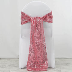 5 Pack 12"x108" Pink Sequin Chair Sashes