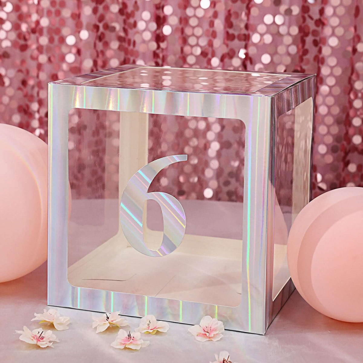 4-Pack Stickers Banner Custom 0-9 Number "6" Design Iridescent - Milestone Age and Date Stick-On Numbers 5"