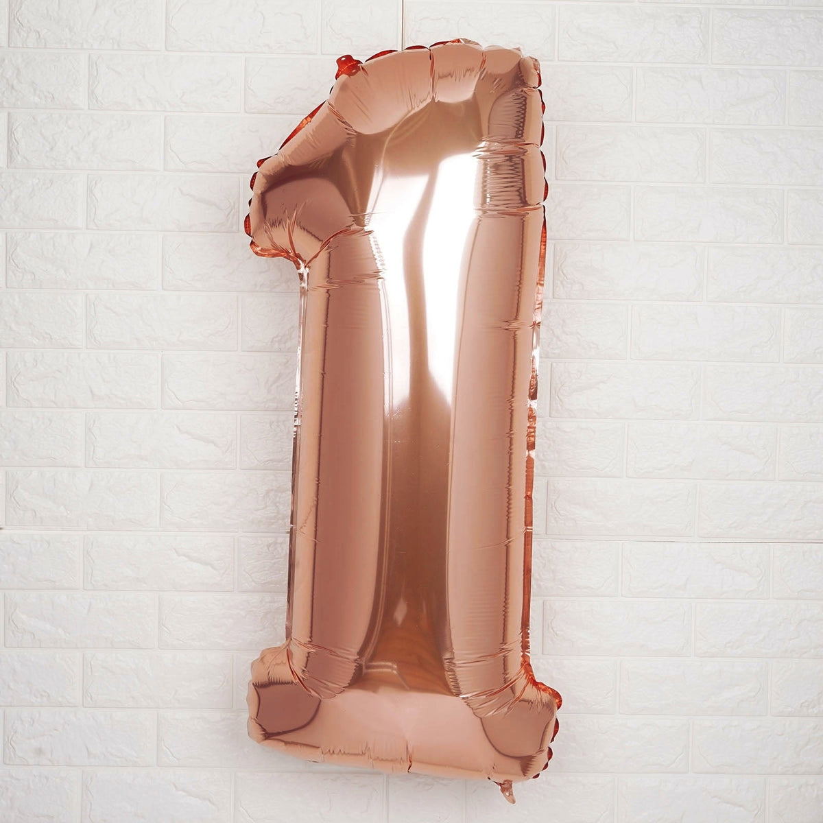 40" Metallic Rose Gold Mylar Foil Helium Air Number Balloon - 1