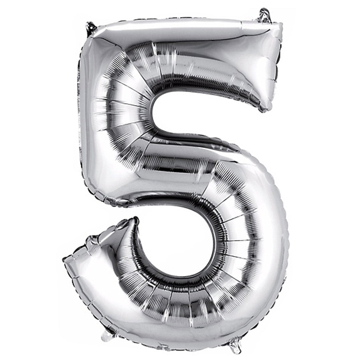 40" Shiny Metallic Silver Mylar Foil Helium Air Number Balloon - 5