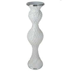 40" Magical Mermaid Style Mirror Mosaic and Pearl Studded Floor Vase