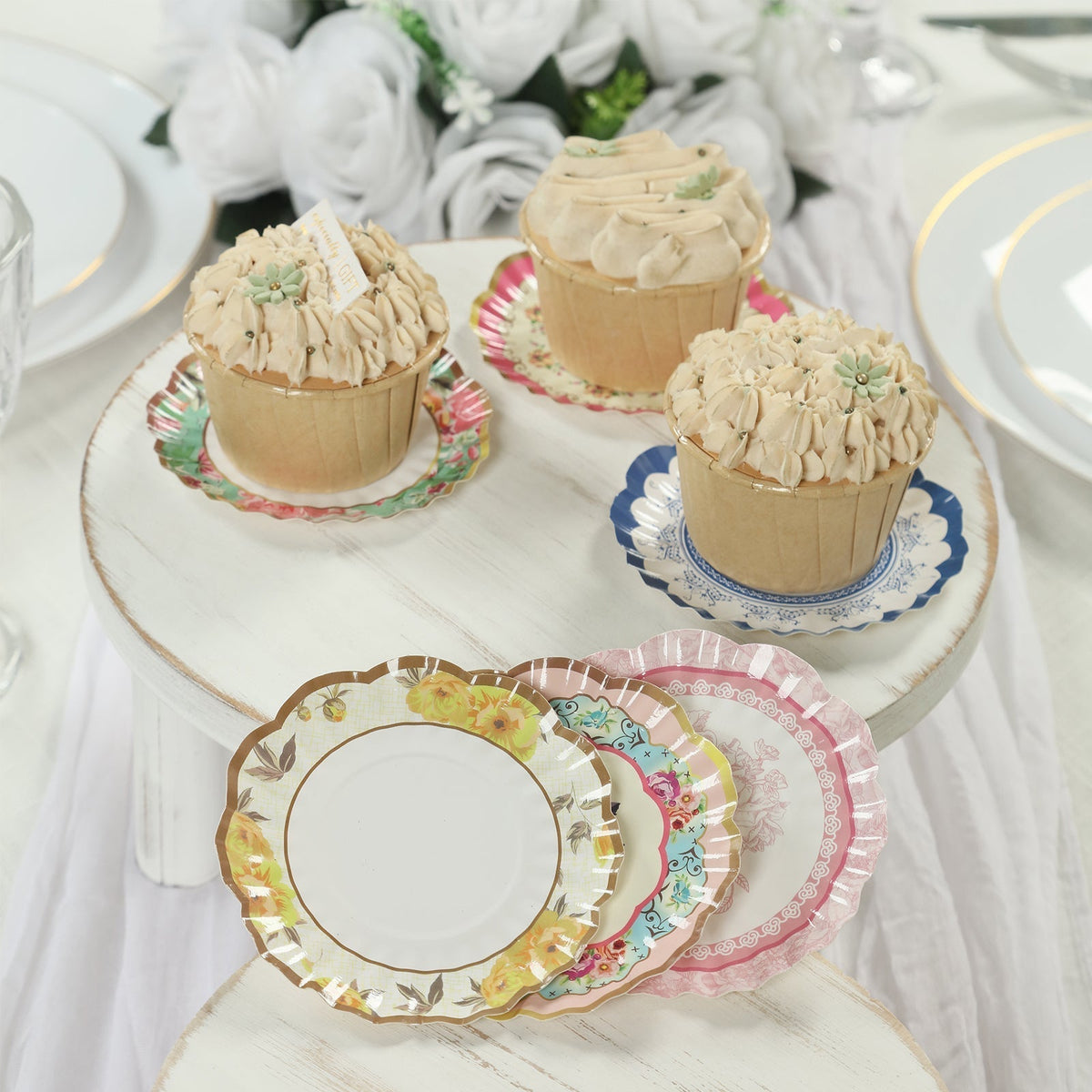 48 Pack Vintage Floral Mini Paper Plates - 3.5" Disposable Plates for Snacks, Dips