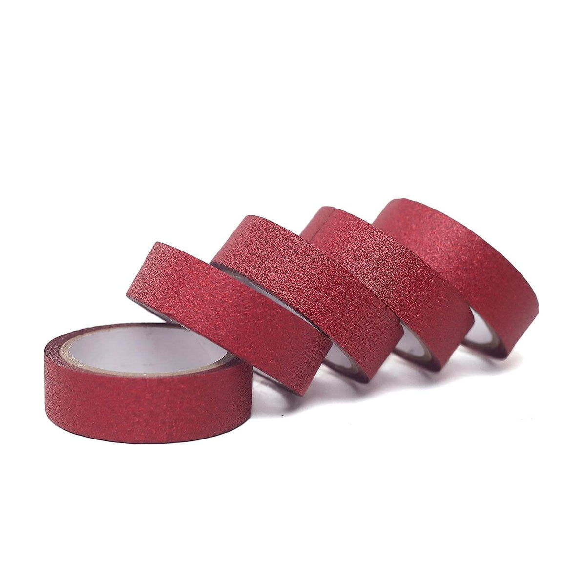5 Pack 0.5"x5 Yards Burgundy Washi DIY Craft Glitter Tape