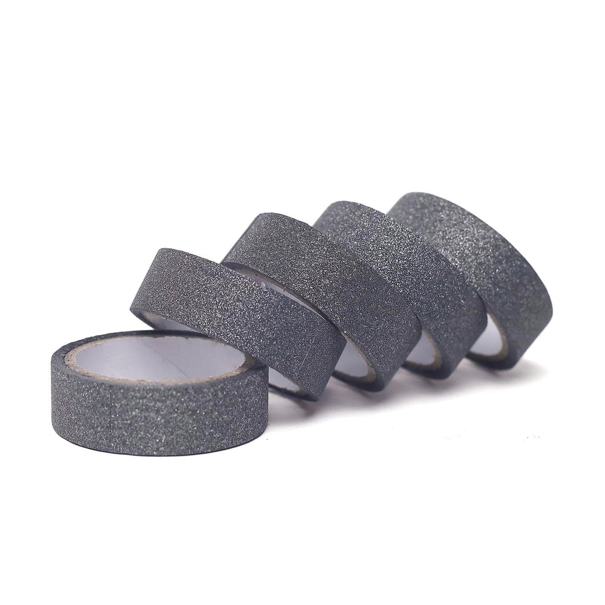 5 Pack 0.5"x5 Yards Charcoal Gray Washi DIY Craft Glitter Tape