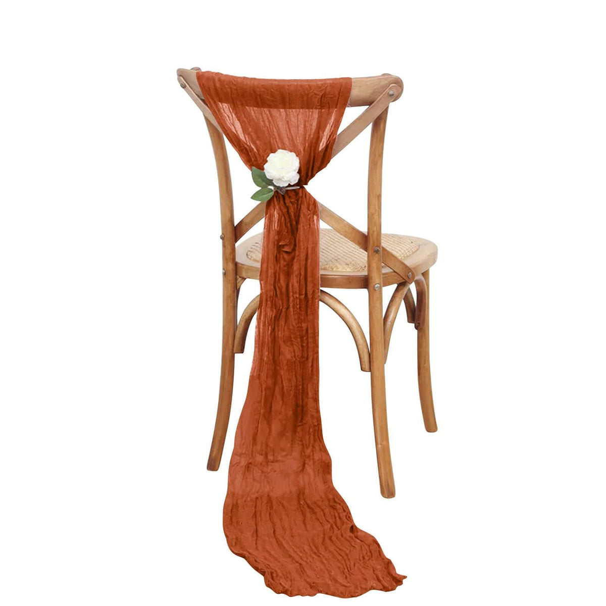 5 Pack Cheesecloth Gauze 16"x88" Chair Sashes Terracotta (Rust) - Boho Chair Decorations