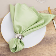 5 Pack Lamour Satin 20"x20" Napkins Sage Green - Soft Matte Finish Dinner Napkins