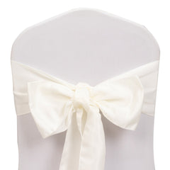 5 Pack Lamour Satin 6"x106" Chair Sashes Ivory - Stylish Reusable Decorative Bows