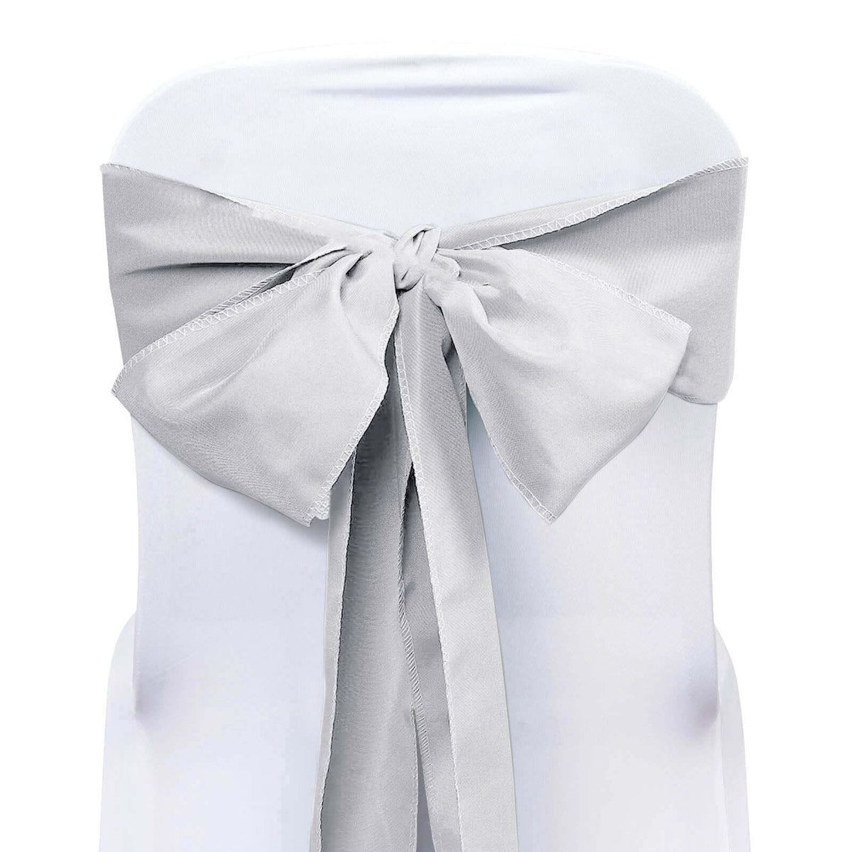 5 Pack Polyester Chair Sashes Silver 6"x108"