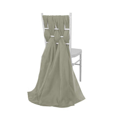 5 Pack Chiffon Chair Sashes Dusty Sage Green - Soft & Lightweight Designer Chair Bows 22"x78"