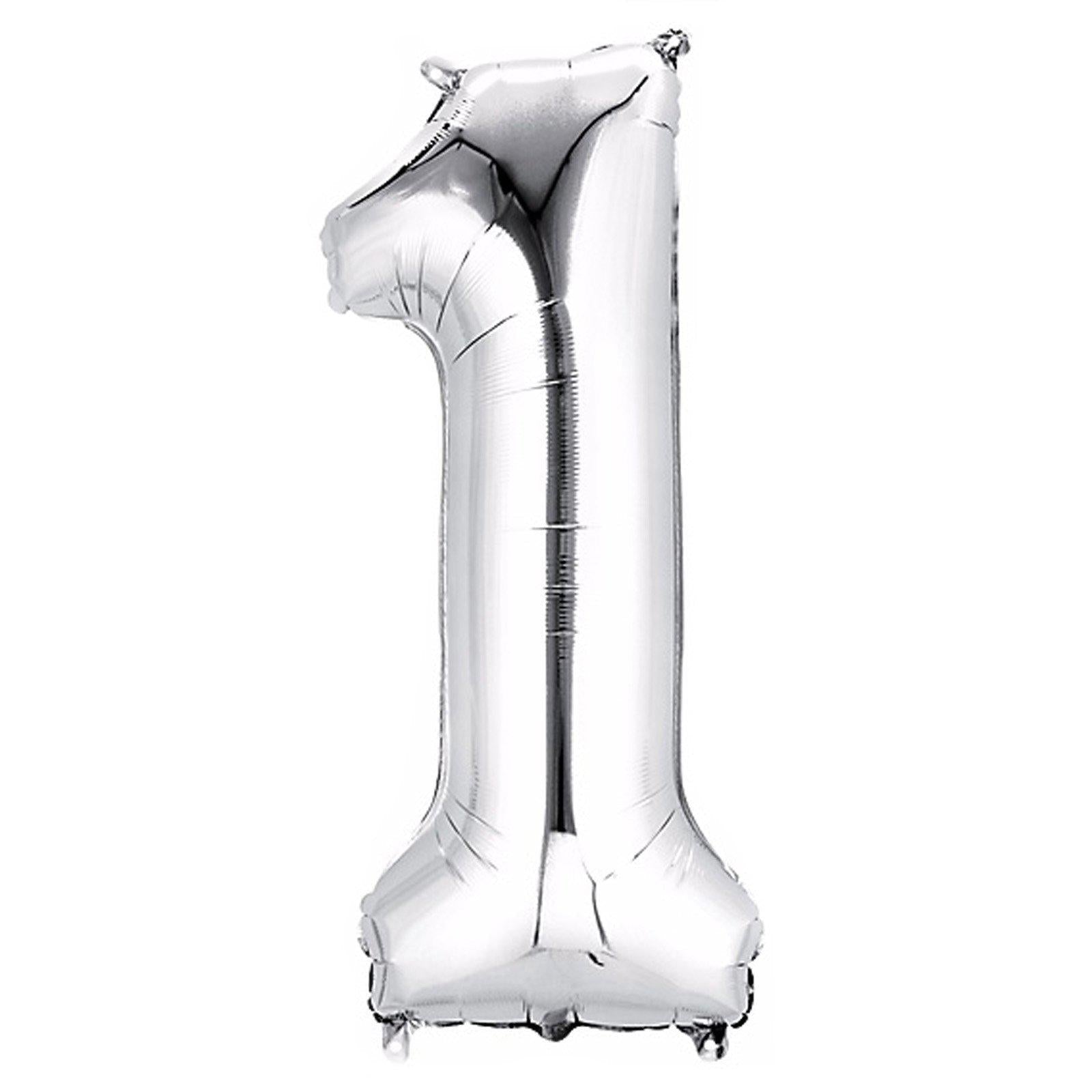 40" Shiny Metallic Silver Mylar Foil Helium Air Number Balloons