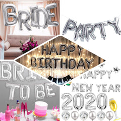 40" Shiny Metallic Silver Mylar Foil Helium Air Number Balloons