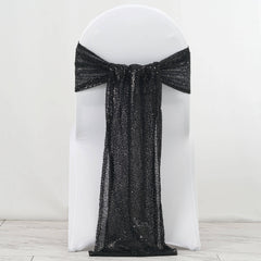 5 Pack 12"x108" Black Sequin Chair Sashes