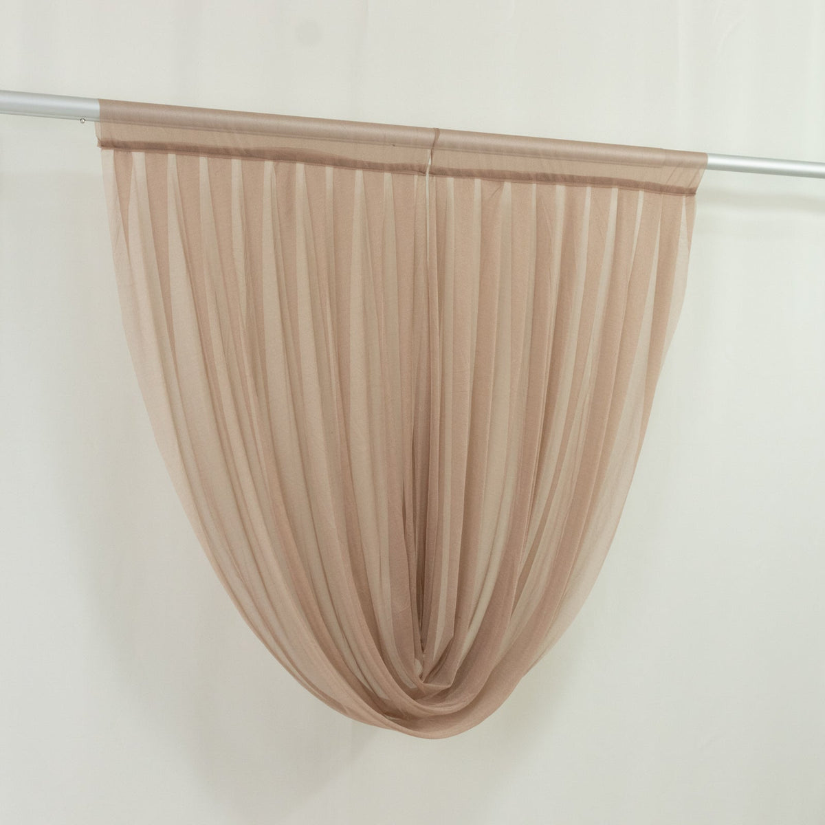 4ft x 4ft Sheer Chiffon Backdrop Valance Drapes – Taupe Curved Swag Topper Panel