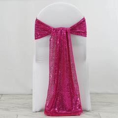 5 Pack 12"x108" Fuchsia Sequin Chair Sashes