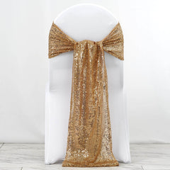 5 Pack 12"x108" Gold Sequin Chair Sashes