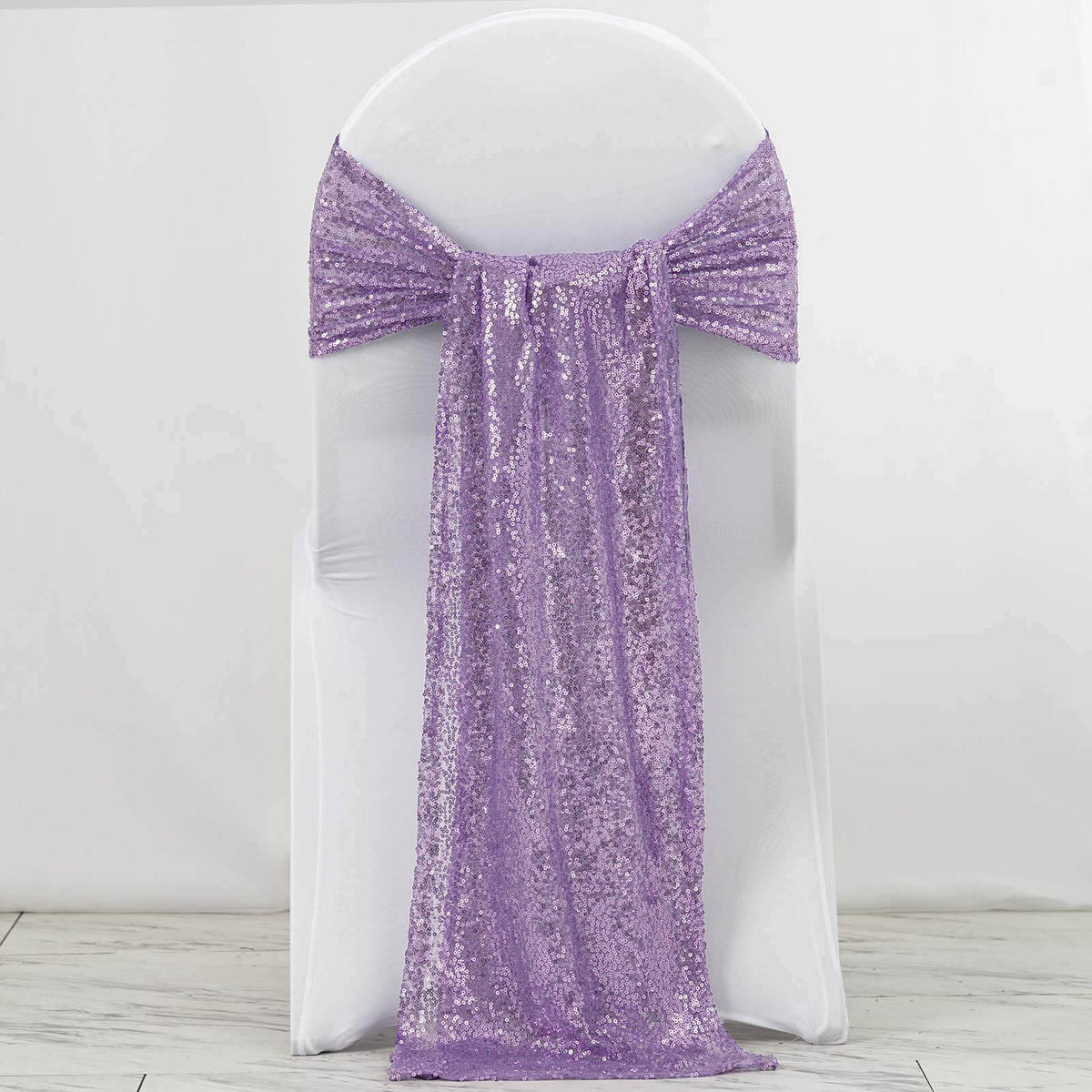 5 Pack 12"x108" Lavender Lilac Sequin Chair Sashes
