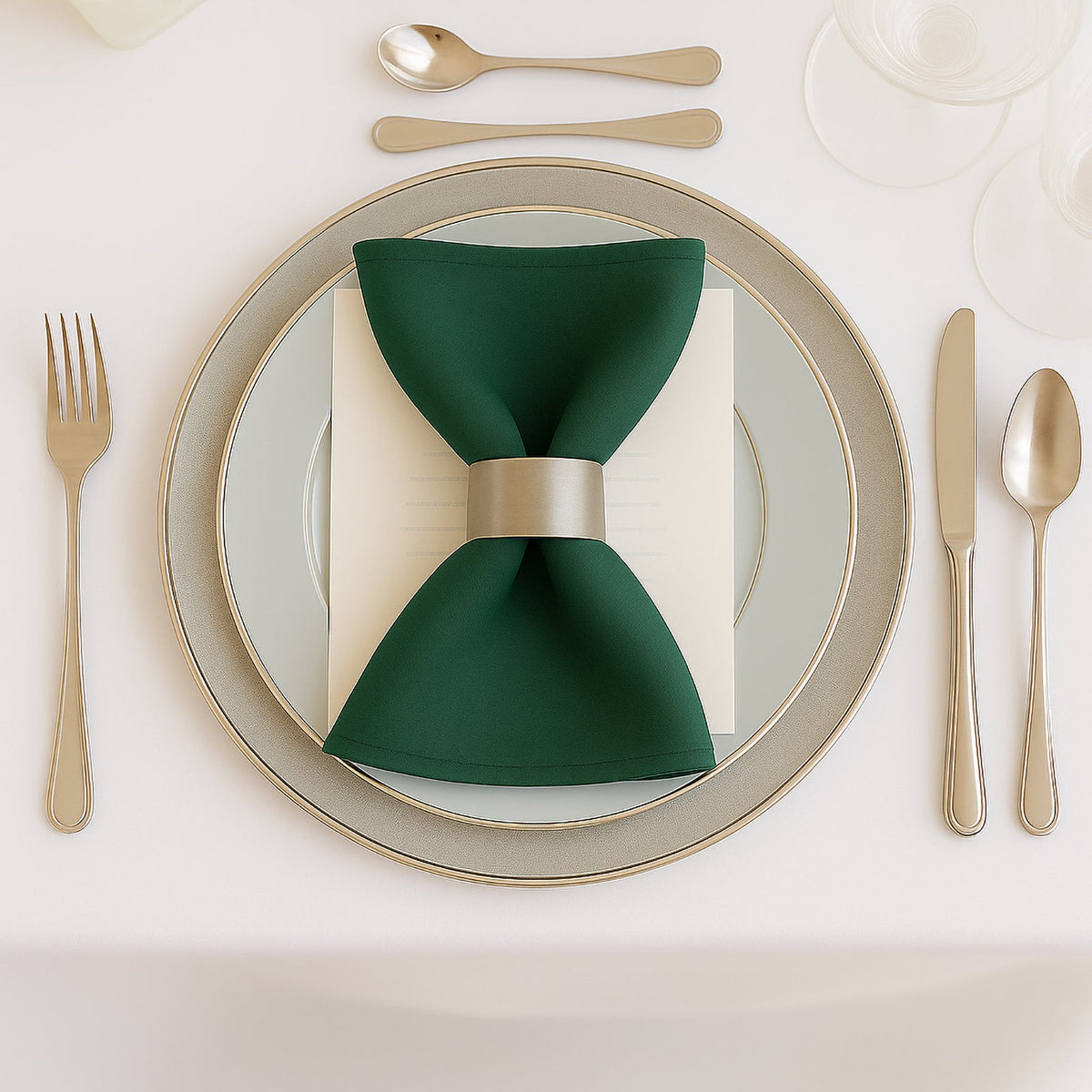 5 Pack Hunter Emerald Green Scuba Napkins – 17"x17", Wrinkle-Free & Stain Resistant Cloth Napkins