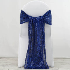 5 Pack 12"x108" Royal Blue Sequin Chair Sashes