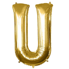 40" Shiny Metallic Gold Mylar Foil Helium Air Alphabet Letter Balloon - U