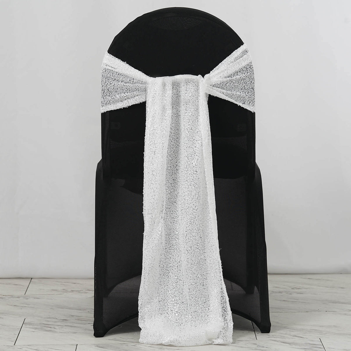 5 Pack 12"x108" White Sequin Chair Sashes