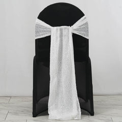 5 Pack 12"x108" White Sequin Chair Sashes